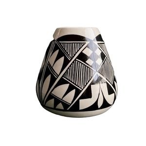 Small, Black and White Acoma Pot, signed